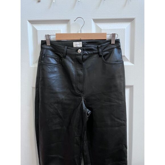 Aritzia Wilfred Black Vegan Faux Leather Soft Straight Leg Pant Small Timeless - Picture 5 of 11